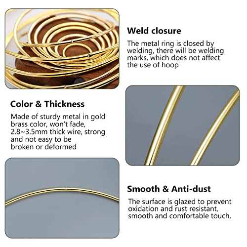 6 sztuk, 3 rozmiary, metalowe pierścienie do majsterkowania, złoty wianek z kwiatami, pierścienie, do makramy, na opony, na wesele, jako dekoracja na ścianę, łapacz snów i makramę, dekoracja ścienna, rzemiosło (20/25/30 cm) - obrazek 7