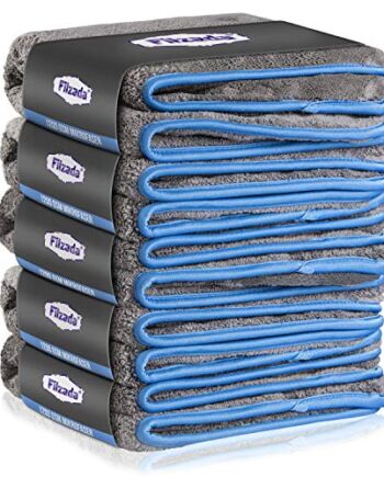 Filzada® 5x Ściereczka z mikrofibry do ochrony lakieru samochodowego 1200 GSM - niewiarygodnie chłonna i niestrzępiąca się dzięki wyjątkowo miękkiej mikrofibrze - ściereczka do polerowania samochodu do profesjonalnej pielęgnacji samochodu 42x48cm (3)