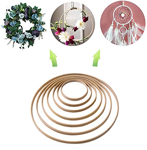Brateuanoii 12 sztuk, 6 rozmiarów, bambusowy wieniec z drewna, łapacze snów, pierścienie drewniane do majsterkowania, dekoracji wieńców weselnych, łapaczy snów i prac ściennych - obrazek 7