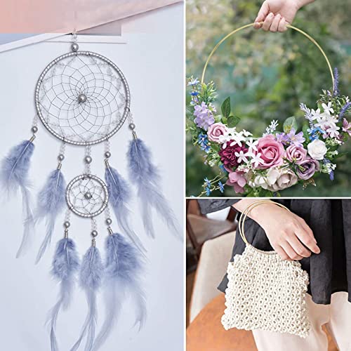 6 sztuk, 3 rozmiary, metalowe pierścienie do majsterkowania, złoty wianek z kwiatami, pierścienie, do makramy, na opony, na wesele, jako dekoracja na ścianę, łapacz snów i makramę, dekoracja ścienna, rzemiosło (20/25/30 cm) - obrazek 4