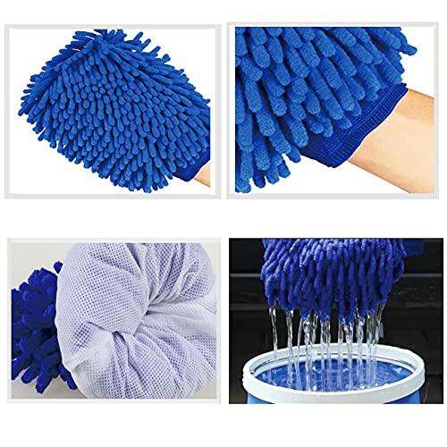 Rękawica Samochodowa z Mikrofibry Rękawica do Mycia Samochodu i Gospodarstwa Domowego Dwustronna Rękawica Mycia Samochodu Szenila Rękawiczek do Czyszczenia Samochodu i Czyszczenia w Domu 4 części - obrazek 5