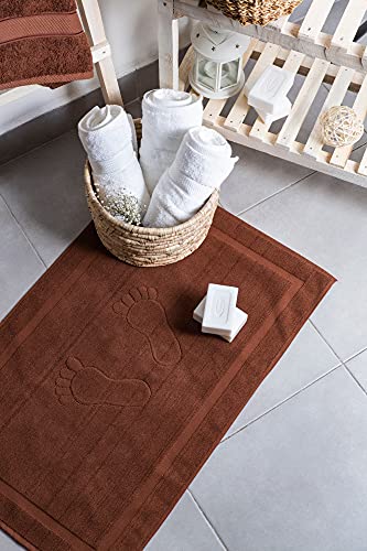 Komfortec Dywanik łazienkowy 2-częściowy, dywanik prysznicowy z frotte, mata prysznicowa nadaje się do prania, 800 g/m² i 100% bawełna, chłonny i szybkoschnący, 50 x 80 cm, czekoladowy brąz - obrazek 7
