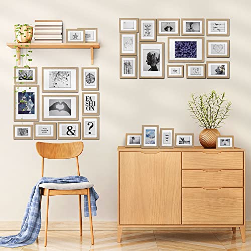 bomoe 30szt Zestaw ramek na zdjęcia Emotion - Ramka na zdjęcia Kolaż na ścianę - Multi Ramka na zdjęcia Drewno i szkło plastikowe - 10x 10x 10,5x15cm / 15x 13x18cm / 5x 20x30cm - Dębowa Ramka na zdjęcia - obrazek 4