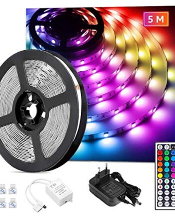Lepro Taśma LED 5 m, łańcuch świetlny z pilotem zdalnego sterowania, 5050 SMD 150 diod LED, RGB, ściemniana listwa świetlna, listwa świetlna, kolorowy łańcuch na imprezę, Boże Narodzenie