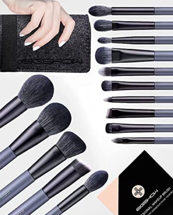 Pędzle do makijażu, 15 części podstawowych profesjonalnych pędzli kosmetycznych w zestawie, pędzle do makijażu, wegańskie, wysoka jakość, 7 szt. pędzelków do cieni do powiek + pędzel do pudru, różu, podkładu, rozświetlacza itd. (szary)