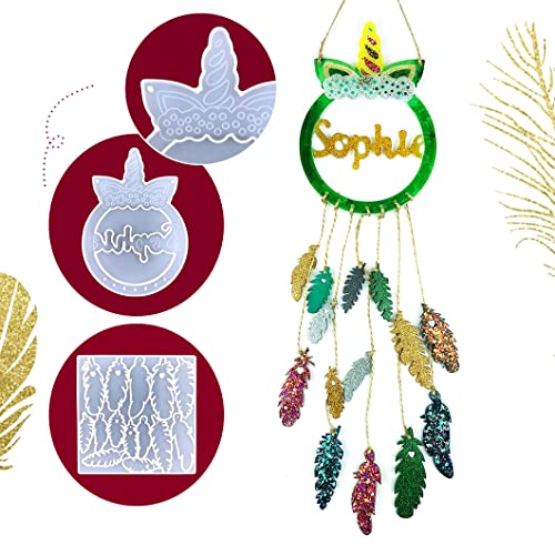 Rolin Roly 2 szt. piórko żywica formy łapacz snów silikonowa forma dzwonki wietrzne żywica żywica żywica biżuteria kryształowe formy do odlewania na ścianie wisząca ozdoba rzemiosło dekoracja domu - obrazek 4