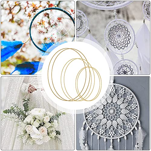 8 sztuk metalowych pierścieni w kształcie kwiatów, złote metalowe pierścienie, dekoracja łapacza snów, pierścionki florystyczne, do samodzielnego wykonywania łapaczy snów, dekoracja girland, dekoracja ścienna, 4 rozmiary - obrazek 2