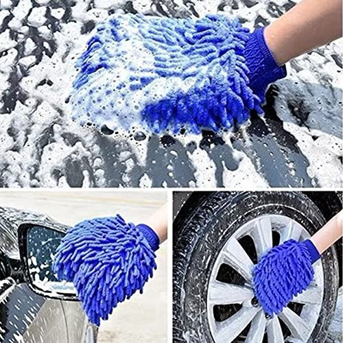 Rękawica Samochodowa z Mikrofibry Rękawica do Mycia Samochodu i Gospodarstwa Domowego Dwustronna Rękawica Mycia Samochodu Szenila Rękawiczek do Czyszczenia Samochodu i Czyszczenia w Domu 4 części - obrazek 2