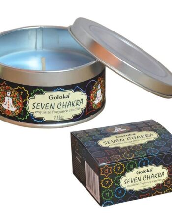 GIFTBRIT Goloka 70 ml świeczka podróżna z siedmioma czakrami, do medytacji, jogi, relaksu, uzdrawiania i pozytywności