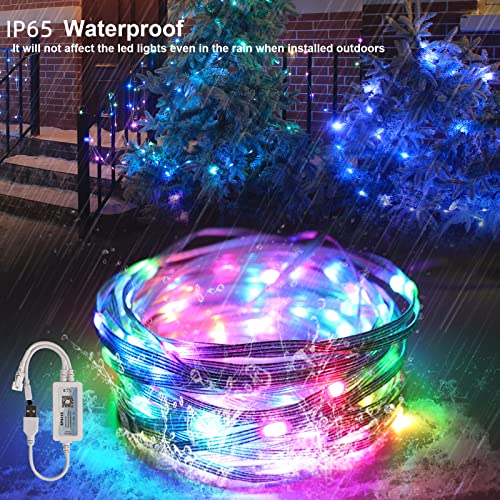 Taśma LED 10 m, Auplf Symphony LED Strip wodoodporna IP65 ultra długa taśma LED Bluetooth LED Light Strip Music Sync, sterowanie aplikacją i pilot zdalnego sterowania na podczerwień do dekoracji sypialni, na imprezę - obrazek 8