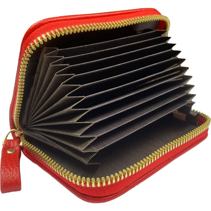 Newaner Etui na karty kredytowe, portfel dla kobiet i mężczyzn, ochrona RFID, etui na karty kredytowe, 11 przegródek, etui na karty, przenośna szczotka antykradzieżowa, mały portfel z zamkiem błyskawicznym (czerwone), czerwony, 1, nan