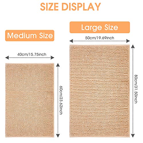 JARITTO Łazienka antypoślizgowa mata łazienkowa szenilowa mikrofibra dywan podłogowy miękki można prać w pralce chłonny do prysznica toalety 40 x 60 cm (beżowy) - obrazek 9