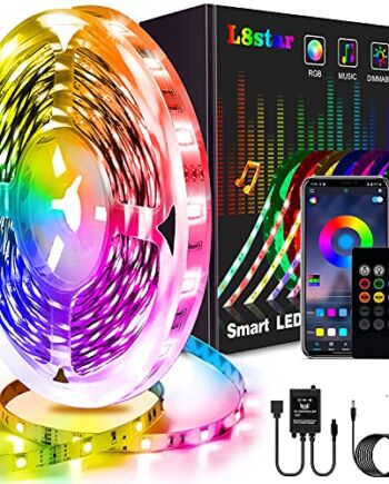 Taśma LED L8star, 5 m, taśma LED, zmiana kolorów, inteligentny łańcuch świetlny LED Rgb z Bluetooth i pilotem zdalnego sterowania, synchronizacja do muzyki listwa LED, łańcuch świetlny kolorowy
