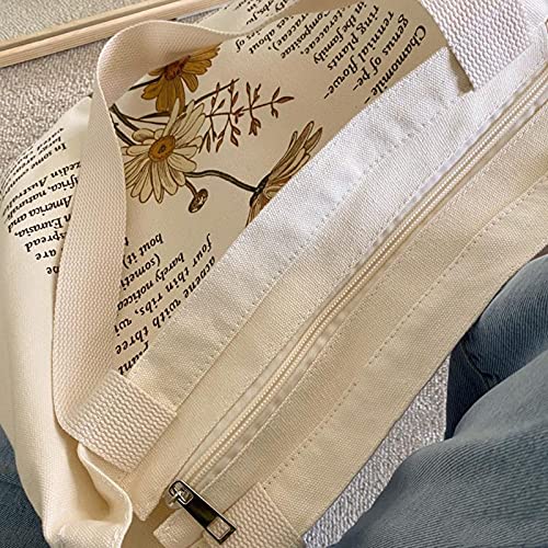 BROADREAM Torba na Zakupy z Nadrukiem Vintage, Płócienna Torba na Rami - obrazek 6