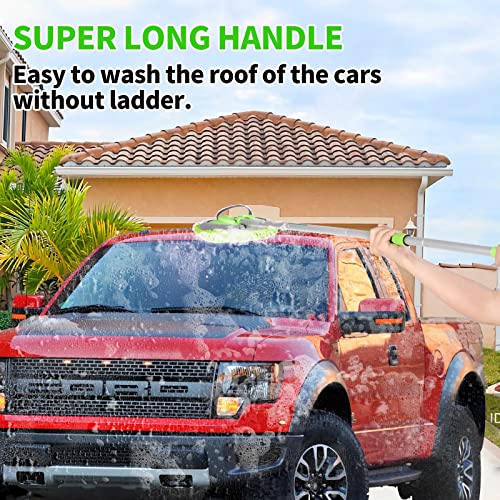 CityMoka Szczotka do mycia samochodu, zestaw do czyszczenia samochodu, 160 cm, mop do mycia samochodu z długim uchwytem, nadaje się do mycia samochodów, ciężarówek, SUV-ów, kamperów, przyczep i sprzątania domu, 3 w 1, szenilowa mikrofibra - obrazek 2
