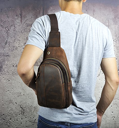 Le'aokuu Męska skórzana saszetka na biodra Saszetka na klatkę piersiow - obrazek 2