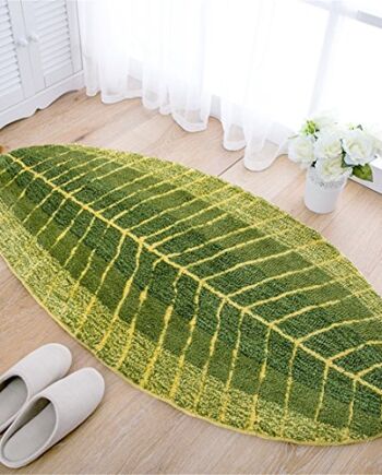 JameStyle26 Mata łazienkowa, antypoślizgowy dywanik pod prysznic, zielony liść, palma, mata prysznicowa, szybkoschnąca, mata kuchenna (45 x 120 cm)