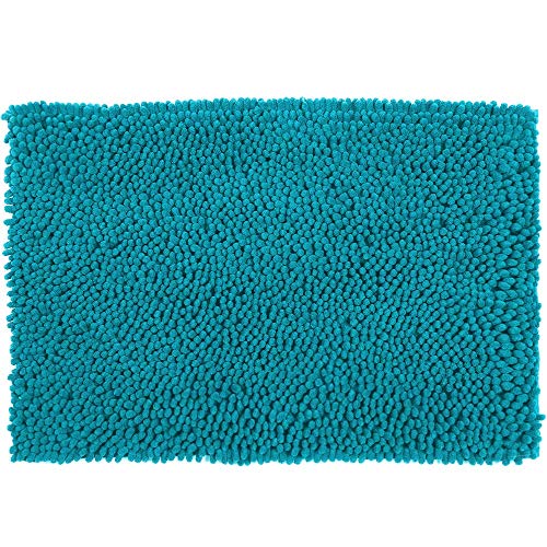 AOI Szenilowa mikrofibra kudłaty mata do kąpieli, miękka i przytulna, super chłonna woda, antypoślizgowa, gruba do łazienki sypialni (60 x 40 cm, błękitne jezioro) - obrazek 4