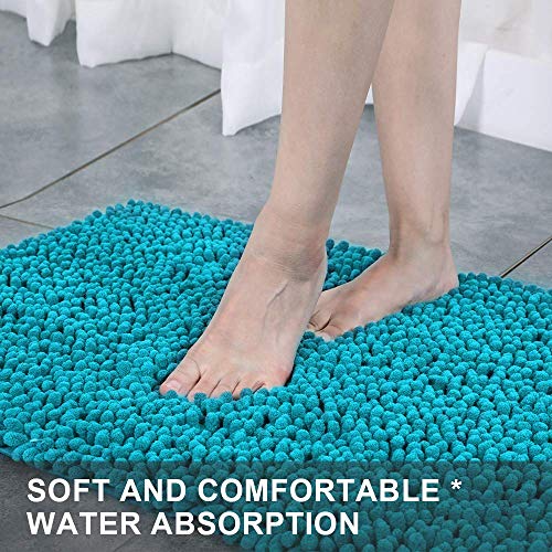 AOI Szenilowa mikrofibra kudłaty mata do kąpieli, miękka i przytulna, super chłonna woda, antypoślizgowa, gruba do łazienki sypialni (60 x 40 cm, błękitne jezioro) - obrazek 6