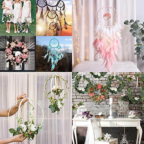 Brateuanoii 12 sztuk, 6 rozmiarów, bambusowy wieniec z drewna, łapacze snów, pierścienie drewniane do majsterkowania, dekoracji wieńców weselnych, łapaczy snów i prac ściennych - obrazek 2