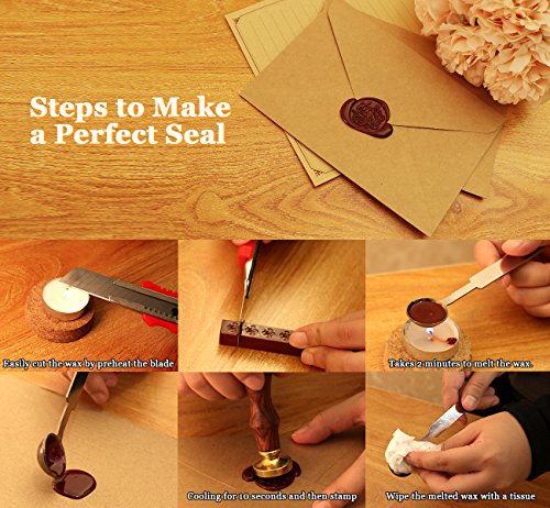 Absofine Zestaw do lakowania, pieczęci i wosk, styl vintage, z łyżką i świeczkami, w pudełku prezentowym - obrazek 7