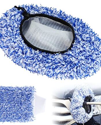 Brush Cover, pokrowiec na szczotkę do mycia samochodu, 2 sztuki pokrowców z mikrofibry z rękawicami do mycia samochodu, pokrowiec na szczotkę do mycia SB, delikatne mycie samochodu i pielęgnacja samochodu (niebieski)