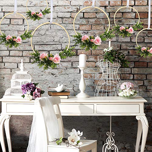 Sntieecr Zestaw 12 sztuk, 6 rozmiarów, drewniane bambusowe, kwieciste obręcze, do samodzielnego wykonania, na wesele, wieniec dekoracyjny, łapacz snów (15/17/20/22/25/30 cm) - obrazek 4