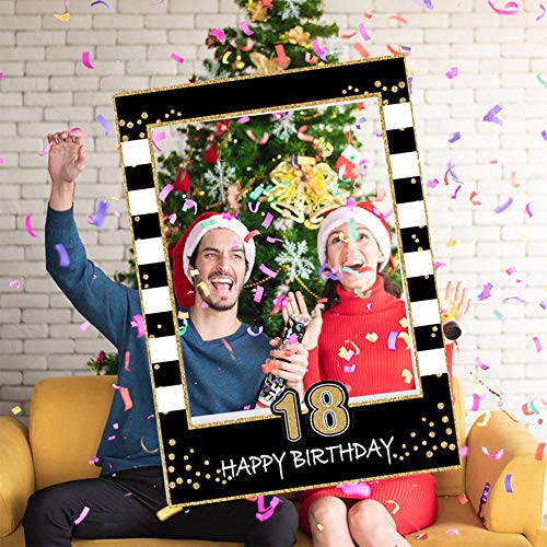 Ramka na zdjęcie Selfie 18 Urodziny czarne złote ramki do selfie impre - obrazek 4