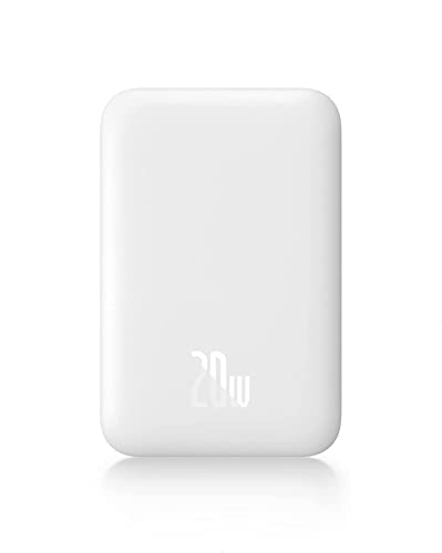 Baseus Magnetyczny bezprzewodowy powerbank, 6000 mAh, bezprzewodowy powerbank, Mag-Safe Battery Pack, zewnętrzny akumulator z PD 20 W USB-C,Mini Powerbank do iPhone 14/13/12, biały - obrazek 2