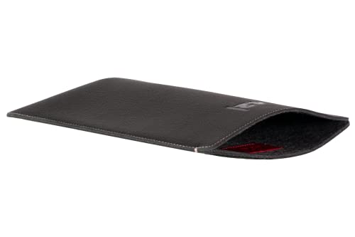 42guard Skórzane etui na MacBook Pro Air M1 13 cali - na zewnątrz skóra naturalna, wewnątrz poliester z recyklingu filcowa torba na notebooka - Laptop Case (Noir) - obrazek 3