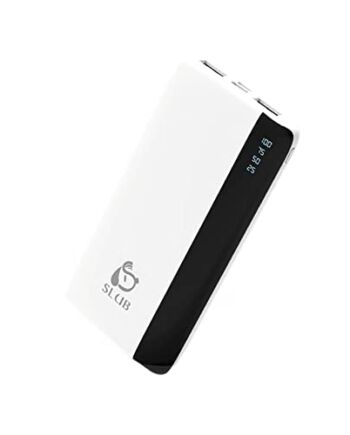 SLuB Power Bank, 12000 mAh, zewnętrzny akumulator do telefonu komórkowego, powerbank, mały, szybkie ładowanie USB 2 A, wyświetlacz LCD wskazuje pozostałą baterię, nadaje się do iPhone, Samsung, Huawei, iPad itd. (biały)