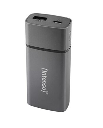 Intenso Power Bank PM5200 zewnętrzna ładowarka (do smartfona/tabletu PC/odtwarzacza MP3/aparatu cyfrowego (5200 mAh) metaliczne wykończenie) cool grey, 7323524