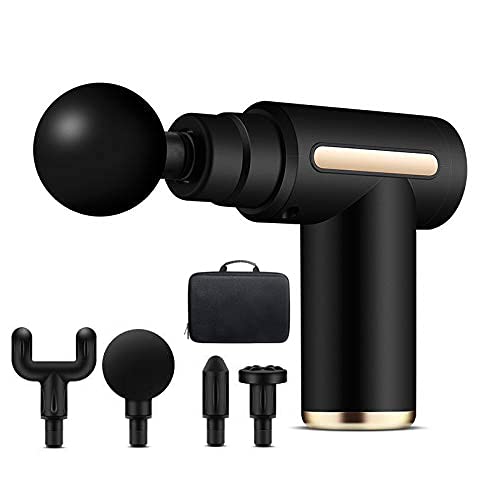 azorex Pistolet do Masażu Mięśni Mini Tkanina z 6 poziomami 4 Osobista Głowica Masażera (Czarna) - obrazek 2