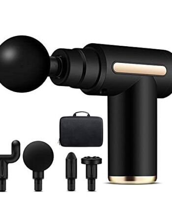 azorex Pistolet do Masażu Mięśni Mini Tkanina z 6 poziomami 4 Osobista Głowica Masażera (Czarna)