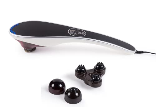 EGO® MINI Masażer do ciała (nowy model 2022) - Przenośny masażer elektryczny - Masaż Shiatsu i masaż ugniatający - 4 wymienne głowice dopasowujące się do dowolnej części ciała