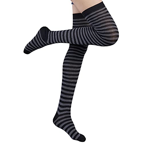 DRESHOW Skarpety damskie w paski Podkolanówki w paski Zestaw rękawicze - obrazek 6