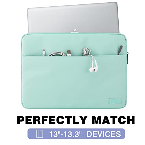 MoKo 13-13.3 Inch Laptop Sleeve Fits surface pro 8 Macbook Pro M1 Pro/M1 Max 14.2 2021, MacBook Pro 13”, iPad Pro 12.9 2021/2020, Notebook Computer Case Cover Bag with Pocket, Mint Green - obrazek 8