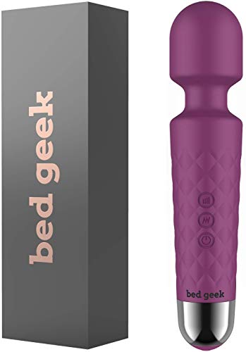 Wand Masażer z Nową Funkcją Zapamiętywania od bed geek Bezprzewodowy Ręczny Elektryczny Masażer do Masażu Miękki Silikon 20 Trybów 8 Prędkości (Fioletowy)