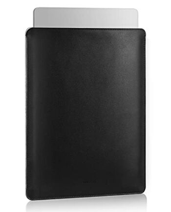 MoKo Laptop Sleeve Compatible with MacBook Air M1 13.3 2020, MacBook Pro M1 13.3 2020, Galaxy Tab S8+ 12.4",PU Leather Notebook Computer Briefcase Carrying Bag Slim Stylish Case Pouch, Black