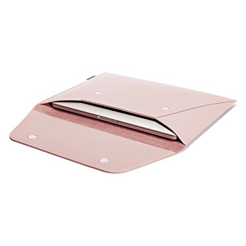 Comfyable Skórzany pokrowiec na laptopa 13-13,3 cala do MacBook Pro i MacBook Air - PVC skórzana koperta rękaw obudowa na komputer do Mac, różowy - obrazek 6