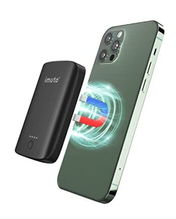 imuto Magnetic 5K Wireless Bezprzewodowy powerbank, Mag-Safe 5000mAh power bank Przenośn Ładowarka Kompatybilny z iPhone 12/12 mini/12 Pro/12 Pro Max/13 Pro Max