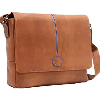 MiTASCH Torba na laptopa do 15 cali skóra - pasuje do MacBook Pro 14" i wielu innych pokrowców na laptopa, skórzana torba na notebooka vintage brązowa