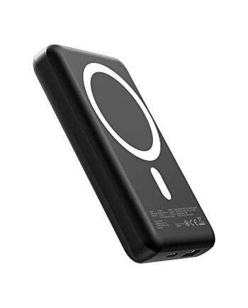XLayer MagFix Pro Powerbank Magnetic 10 000 mAh PD 20 W czarny wraz z kablem USB-C – przenośny dodatkowy akumulator z magnetycznym uchwytem i Power Delivery, pasuje do wszystkich smartfonów obsługujących technologię Qi