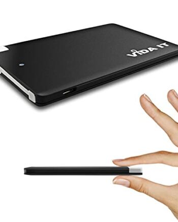 Vida IT 2500 mAh vCard Slim Credit Card Power Bank Cienka przenośna USB Zewnętrzna ładowarka baterii z wbudowanym przewodem kablowym do iPhone Samsung Android Telefon komórkowy Mały kieszonkowy rozmiar Mini lekki kompaktowy