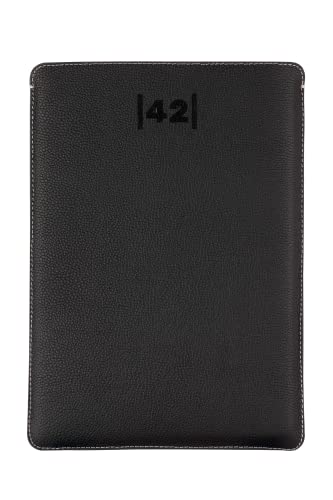 42guard Skórzane etui na MacBook Pro Air M1 13 cali - na zewnątrz skóra naturalna, wewnątrz poliester z recyklingu filcowa torba na notebooka - Laptop Case (Noir) - obrazek 7