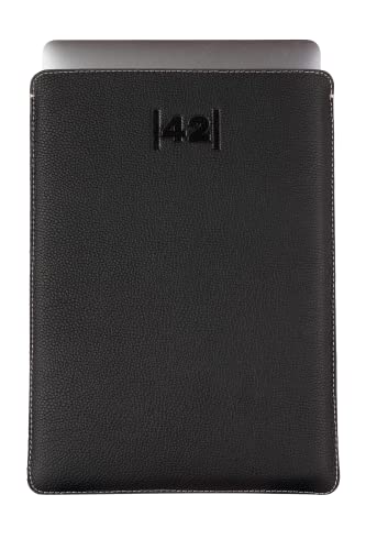 42guard Skórzane etui na MacBook Pro Air M1 13 cali - na zewnątrz skóra naturalna, wewnątrz poliester z recyklingu filcowa torba na notebooka - Laptop Case (Noir) - obrazek 8