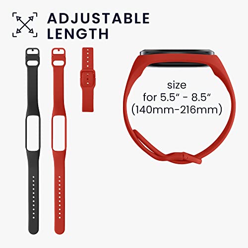 kwmobile Paski do zegarków kompatybilne z Samsung Galaxy Fit 2 - paski zestaw 2 wymiennych pasków silikonowych - czarny/czerwony - obrazek 5