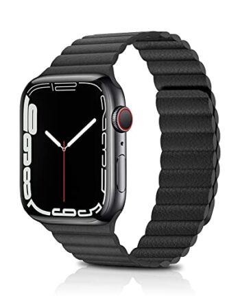 MiranaTech Skórzany pasek kompatybilny z Apple Watch 45/44/42 mm 41/40/38 mm, zapięcie na magnes, pasek kompatybilny z iWatch Series 7/6/5/4/3/2/1/SE