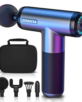 ZOVHYYA Mini Pistolet do Masażu Masażer Mięśni 4000mAh 3200RPM 4 głowice Masujące 6 Prędkości Bezszczotkowy Niski Poziom Hałasu Profesjonalny Port ładowania USB C na Plecy Szyi