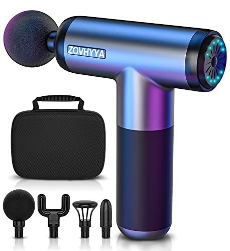 ZOVHYYA Mini Pistolet do Masażu Masażer Mięśni 4000mAh 3200RPM 4 głowice Masujące 6 Prędkości Bezszczotkowy Niski Poziom Hałasu Profesjonalny Port ładowania USB C na Plecy Szyi